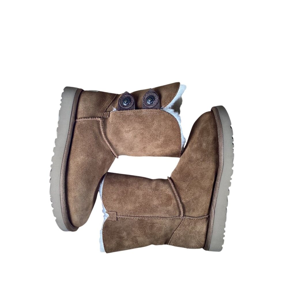 UGG Marciela II Genuine Shearling Chestnut Suede Boots Women's Winter size 6 EUC - Picture 4 of 12